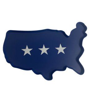 USA Set of Six Food Tray Blue Plastic Food Serving Tray America Stars 14" x 10"